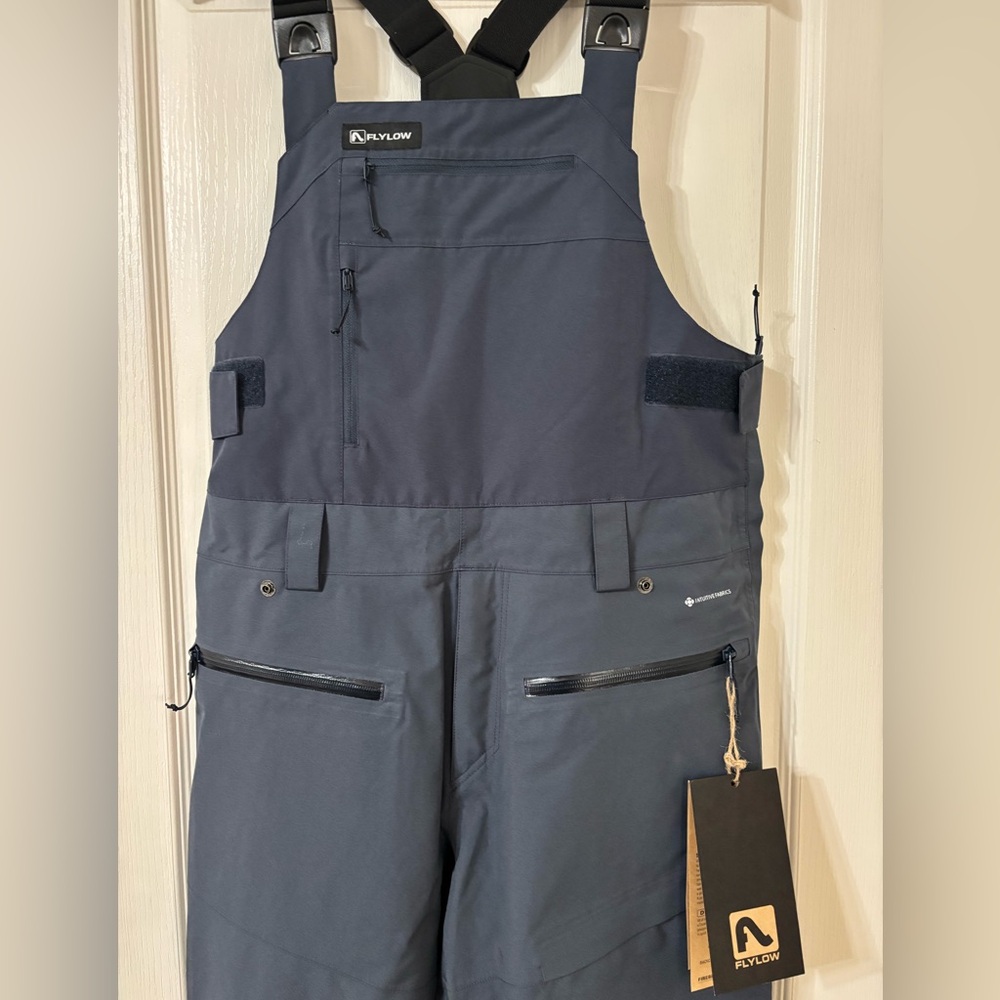 New Mens Flylow Firebird ski bib size medium color night - Picture 2 of 6